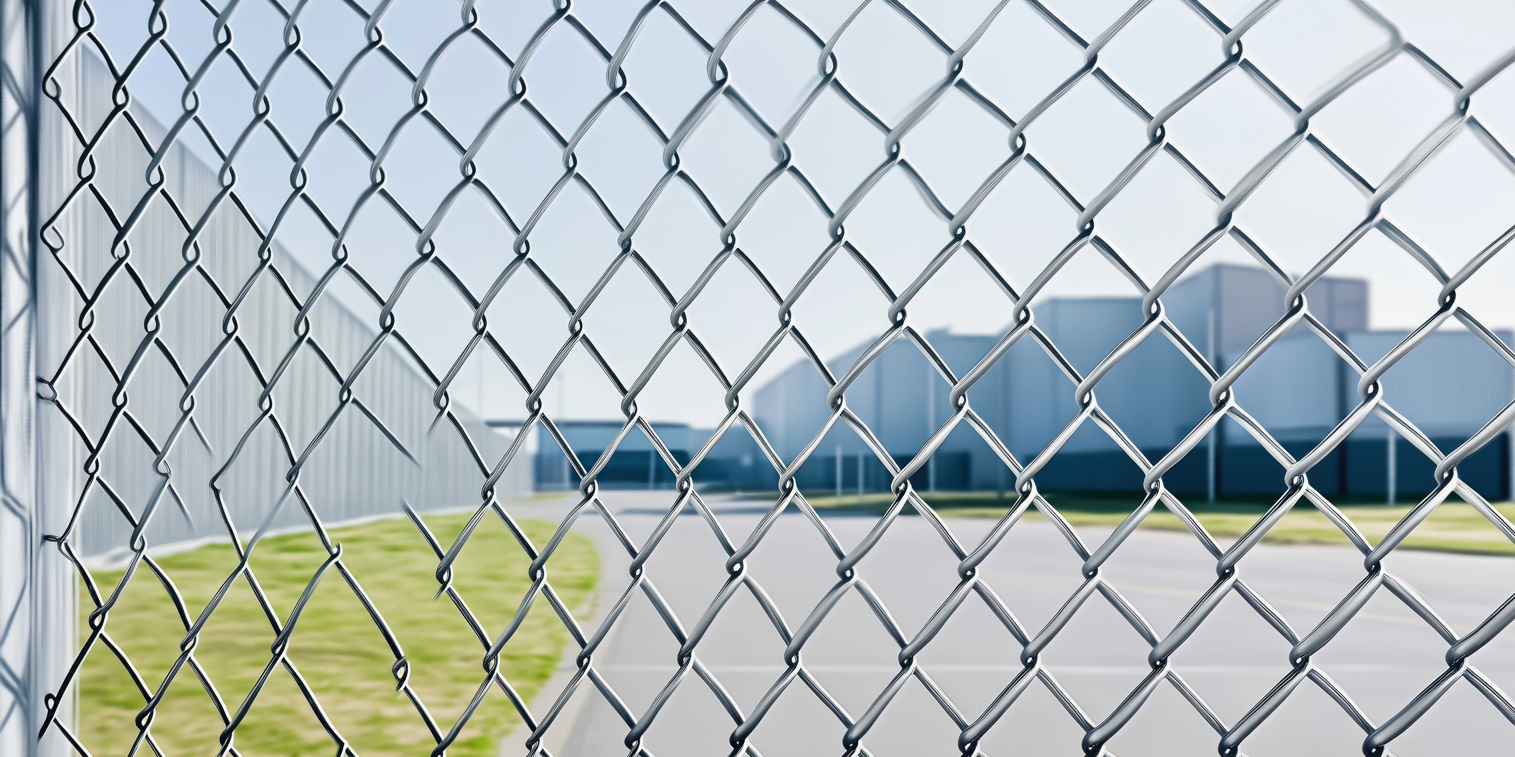 Commercial security fence with anti-climb design and access gate